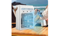 7 Color Night Light Desktop Water Fan 3 Wind Speeds Portable Air Cooler Mini Air Conditioner for Office, Bedroom