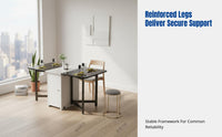 Folding Dining Table, Space-Saving Extendable Table, Mobile Rectangular Sideboard, Modern Minimalist, Small Apartment