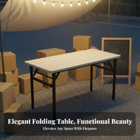 Folding Desk Foldable Design Folding Computer Desk Reinforced Steel Frame Rectangular Dining Table for Students, Crafters, Outdoor, Dorm Room, Bedroom