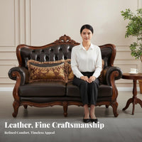 3 Pieces Intricate Carvings Carved Frame Couch Set Luxurious Sofa and Loveseat Combo Double-Sided Design Living Room Furniture timeless-design for Luxury Buyers, Interior Designers, Apartment Dwellers, Hotel Lobby, grand estate, Office