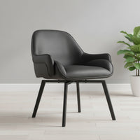 Contemporary Swivel Dining Chair with Armrests Modern Swivel Dining Chair Padded Armchair Comfortable for Home Office, Reading Corner