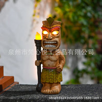 花园装饰玛雅图腾工艺树脂摆件户外庭院草坪太阳能灯tiki图腾摆件
