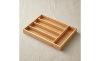 5 Compartment Silverware Tray Space Saving Bamboo Utensil Organizer for Workshop