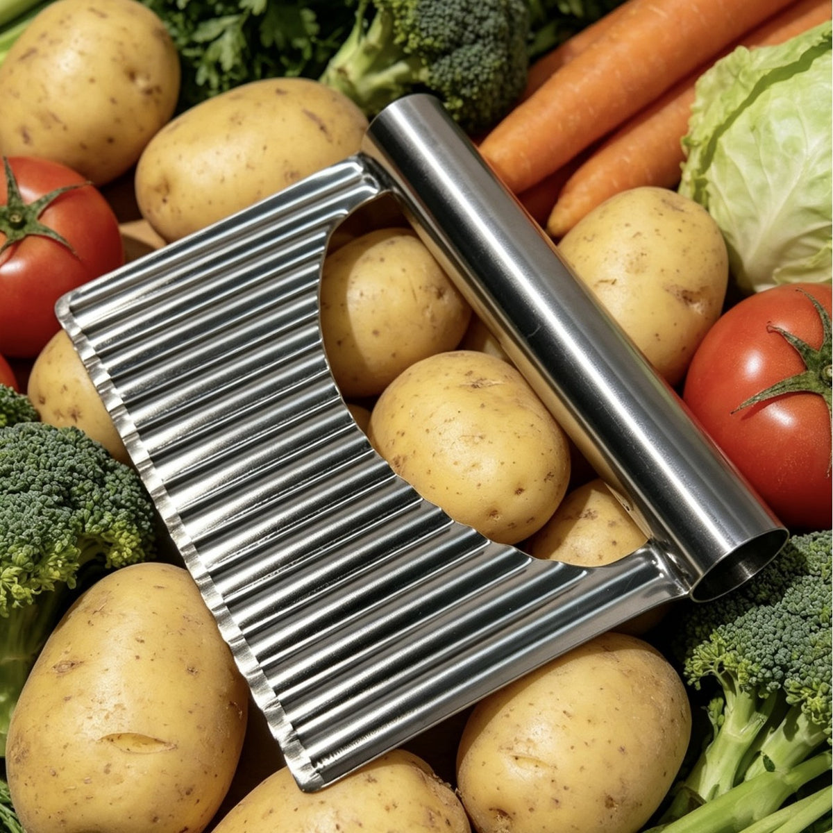 Wave Cut Potato Slicer, Stainless Steel French Fry Cutter, Multi-Function Kitchen Tool