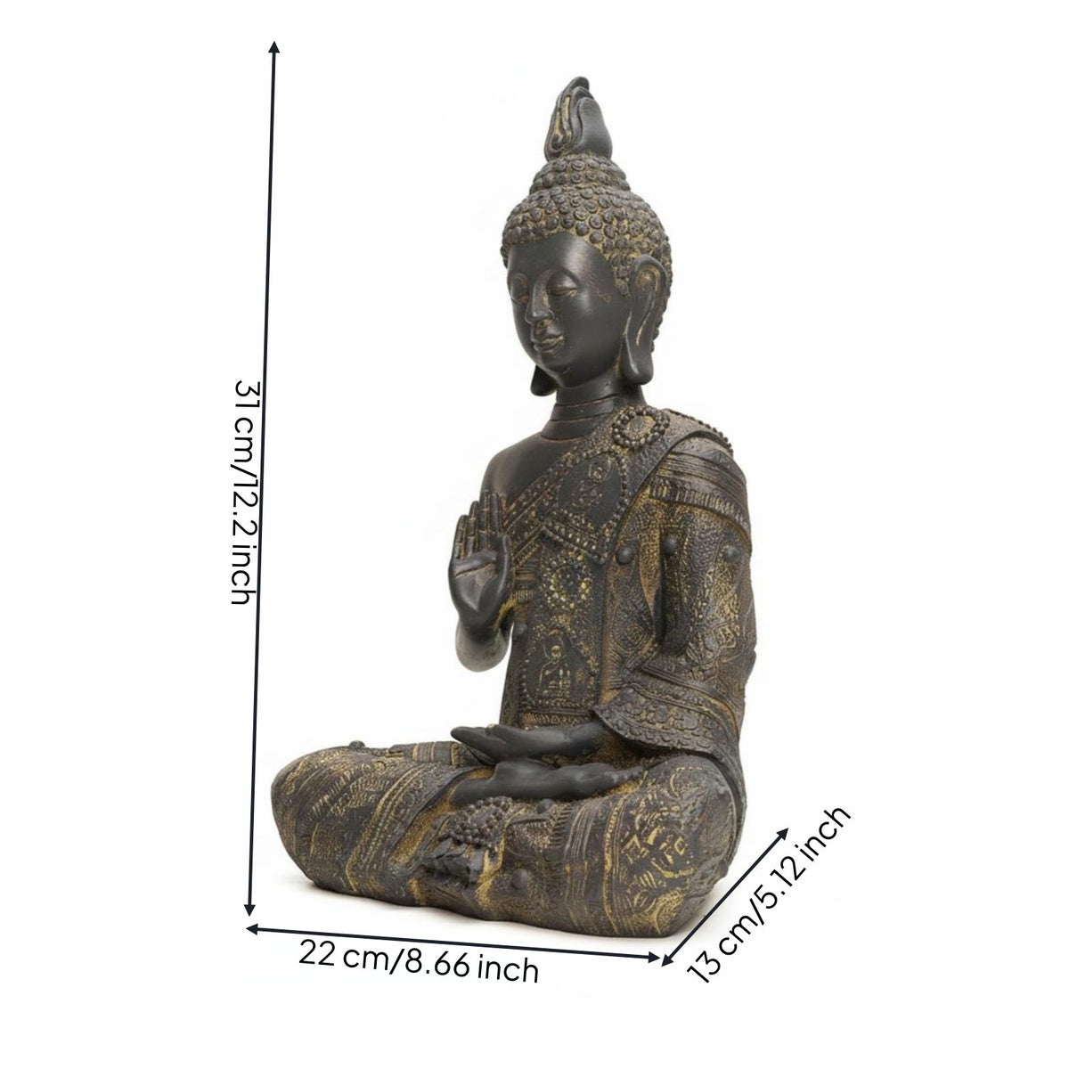 Thai Buddha Sculpture Handmade Resin Buddha Sculpture Hand Painted for Buddhists