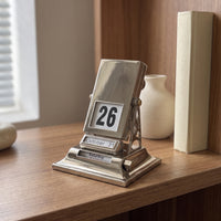 Retro Perpetual Calendar Mechanical Desktop Flip Calendar Compact Ornament Decorative for Study, Reception Desk