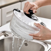 Hand-Crank Salad Dryer Manual Lettuce Dryer Low-Height Salad Dryer with Strainer Transparent for Kitchen Prep, Countertop