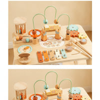 Wooden Busy Table Interactive Educational Activity Activity Table Toy Sturdy Non for Toddlers, Playroom, Nursery