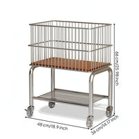 Two-Tier Storage Cart Rolling Cart Laundry Basket Heavy-Duty for Washroom
