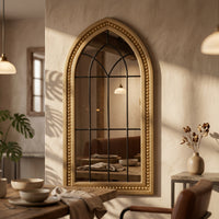 Windowpane Arch Mirror Black Mirrored Middle Home Decoration Decorative