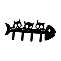Cat Wall Mount Key Hook Fishbone Shape Design Home Decoration Rustproof Sturdy Construction for Adults, Hallway, Office, Balcony