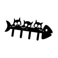 Cat Wall Mount Key Hook Fishbone Shape Design Home Decoration Rustproof Sturdy Construction for Adults, Hallway, Office, Balcony