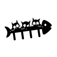 Cat Wall Mount Key Hook Fishbone Shape Design Home Decoration Rustproof Sturdy Construction for Adults, Hallway, Office, Balcony