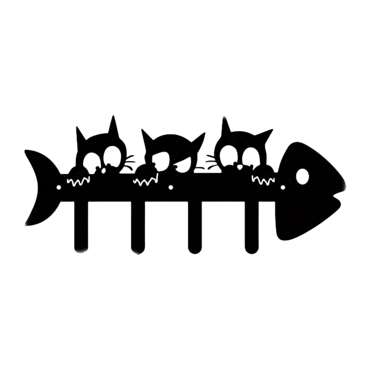 Cat Wall Mount Key Hook Fishbone Shape Design Home Decoration Rustproof Sturdy Construction for Adults, Hallway, Office, Balcony