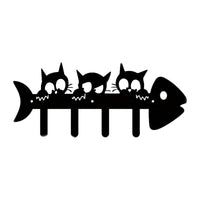 Cat Wall Mount Key Hook Fishbone Shape Design Home Decoration Rustproof Sturdy Construction for Adults, Hallway, Office, Balcony