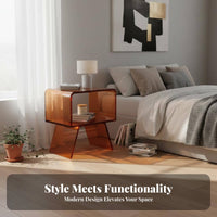 C-Shaped Acrylic Table Modern Design Nightstand Easy to Clean for Small Spaces
