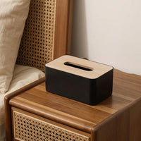 Tissue Box for Modern Minimalist Home Decor, Rectangular Tissue Box Holder with Fixed Wooden Lid, Blue Napkin Holder for Home Office, 5x12x8.5cm