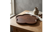 Wood Tray Even Surface Flower-Shaped Tray Decorative