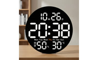 Digital Wall Clock with Temperature and humidity Modern Electronic Wall Clock Oversized for Living Room, Bedroom