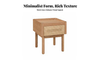 Rattan Nightstand Woven Drawer Fronts Rattan Bedside Table 2 Drawers Multi-Level Storage for Guest Room, Small Spaces, Hallway