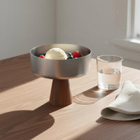 Pedestal Dessert Bowl Food Walnut Wood Pedestal Bowl Modern Look Stainless Steel Dessert Cup for Hotel