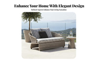 Weather-Resistant Woven Outdoor Armchair Modern Design paddinged Armchair and Table Set Thick paddings Patio Seating Easy to Clean for Hotel Managers, Property Owners, Balcony, Terrace, Courtyard, posterioryard