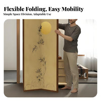 Modern Chinese design Multi-Panel Folding Screen serene Inspired Design 4-Panel Divider Foldable Room Partition Movable for Apartment Dwellers, Interior Designers, Dorm Residents, Entrypath, Bedroom