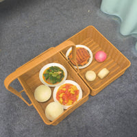 Rattan Basket with Lid Double-Layer Organizer Small