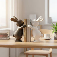 Nordic Rabbit Book Stand Artistic Rabbit Statue Bookend Vintage Aesthetic