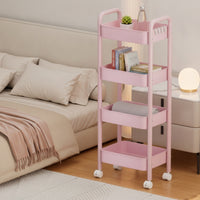 Multi-Tier Rolling Storage Cart Compact Metal Utility Cart with Wheels Freestanding Rolling Storage Rack Sturdy for Kitchen, Small Areas, Living Room