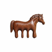 Multi-Functional Horse Shaped Massage Comb Natural Wood Head Scalp Massager Stimulates Acupoints Carved Sandalwood Comb Stress Relief for Home Spa, Office, Travel