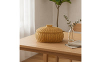 Handmade-Looking Rattan Basket with Lid Decorative Wicker Storage Basket with Lid Versatile Dustproof for Countertop
