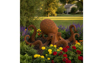 Rust-Toned Sea Creature Garden Stake Handmade Metal Sea Creature Sculpture Decorative Yard Art Stake Rustic for Gardeners, Homeowners, Flower Bed, Patio