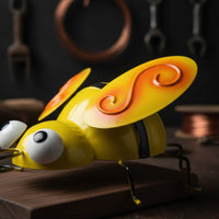 Metal Bee Ornament Weather Resistant Wrought Iron Decor Vibrant Colors