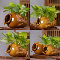 Ceramic Fish Bowl Water Circulation Pot with Glaze, Chinese Style