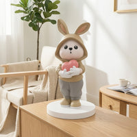 Rabbit Figurine with Heart Artisanal Rabbit Figurine Charming for Living Room