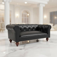 1:12 Scale Sofa Classic Dollhouse Leather Couch Collectible Grade Miniature Loveseat for Hobbyists, Collectors
