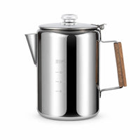 Coffee Pot with Strainer Stainless Steel Coffee Pot with Wooden Handle Heat-Resistant for Kitchen