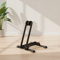 Floor-Standing Foldable Bike Stand Portable Two-Wheeler Parking Stand Space-Saving Collapsible Two-Wheeler Rack Stable for Cyclists