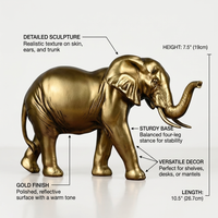 Elephant Statue Sculpture Gold Mother and Child, Synthetic Resin Feng Shui Eleph #variant:Trunk Down