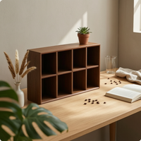 floor Storage Cabinet Double-Layer Wood Bookcase Thick Board Bookshelf for TV Area