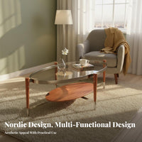 Glass Top Coffee Table Nordic Design Sculptural Base Glass Table Creative Easy to Clean for Interior Designers, Families, Office
