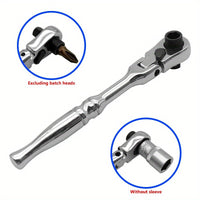 High-Spec 2-in-1 Mini Ratchet Wrench with Swivel Head and Double-End Socket