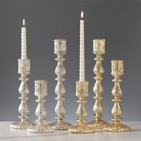 French Vintage Silver-Plated Glass Candle Holder