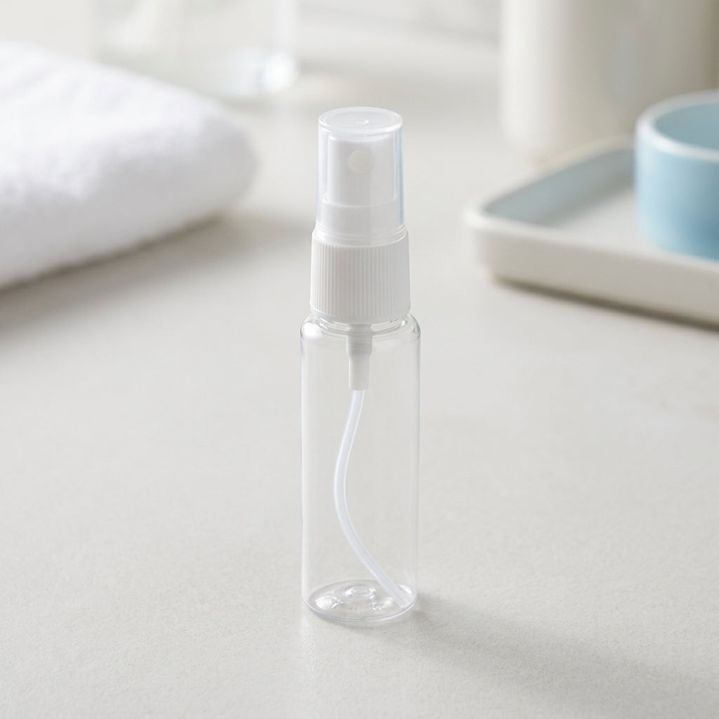 Clear PET Plastic Fine Mist Spray Bottle for Cosmetics and Perfume, Refillable Travel Atomizer
