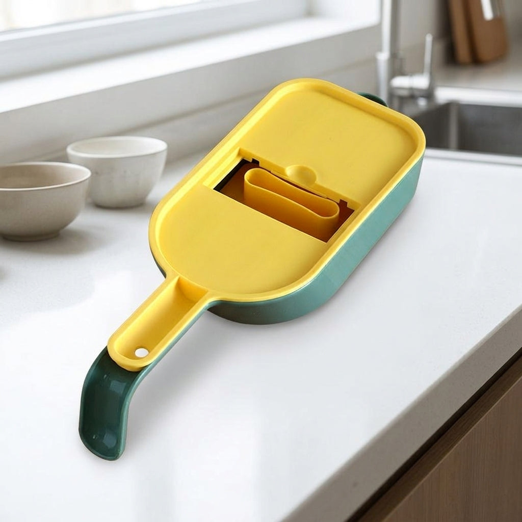 Vegetable slicer stainless steel blades, mandoline vegetable slicer with 5 blades, onion chopper with container, 10.5x29.5cm for salads