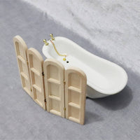 1:12 Scale Dollhouse Mini Furniture Model Arched-Top Folding Screen Hinges Miniature Decor Panels