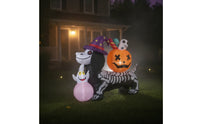 Outdoor Inflatable Skeleton Dog Freestanding Skeleton Puppy with Pumpkin for Lawn