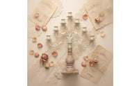 Candelabra with Wooden Base Freestanding Tabletop Candelabra Sculptural Taper Candle Holder for Event Planners, Dining Table, Wedding