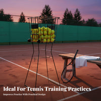 With Wheels Tennis Ball Cart Portable Tennis Ball Hopper No Bending Required for Coaches, Athletes, Practice Exercises, Backyard